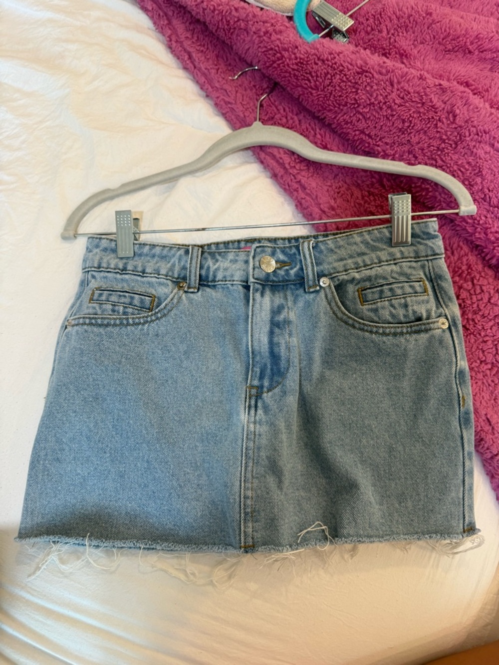 Edikted Light Blue Denim Mini Skirt